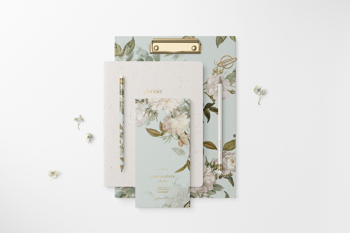 Luxury Pastel Mint Floral Pattern, a Pattern Graphic by paper aesthetic (Photo 6 of 8)