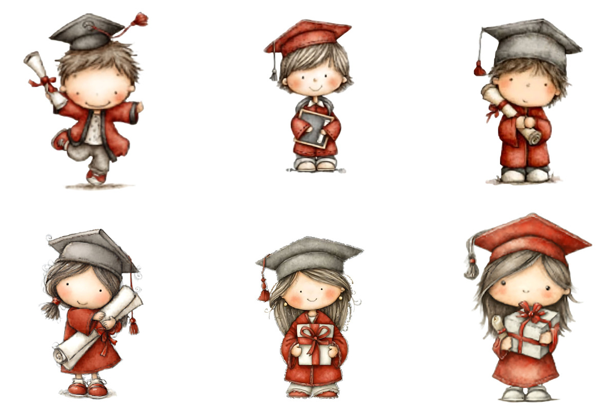 Graduation Kids PNG Clipart, a Seasonal Illustration by Designking (Photo 3 of 5)