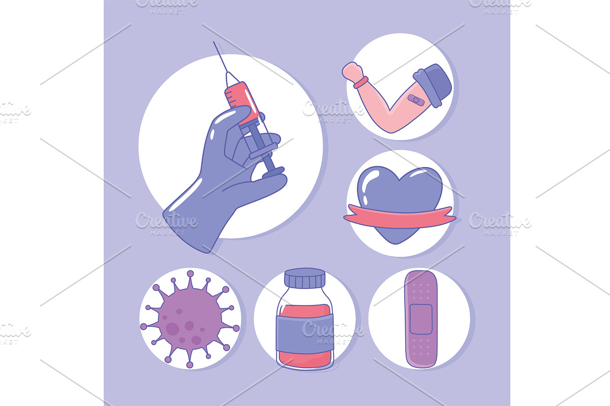 vaccination covid 19 set, a Healthcare Illustration by studiogstock