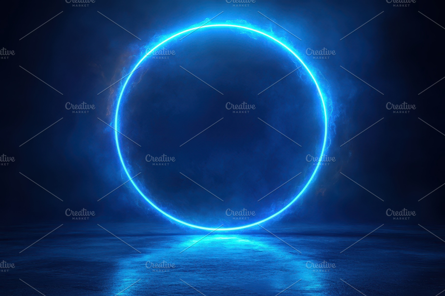Glowing Blue Circle Abstract Backgro, an Abstract Photo by Pixeness Studio