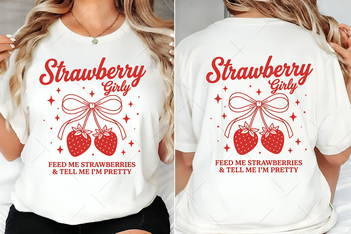 Vintage Cute Strawberry Girly PNG, an Illustration by OK Design (Photo 4 of 5)