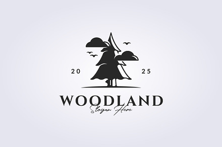 simple vintage pine tree woodland
