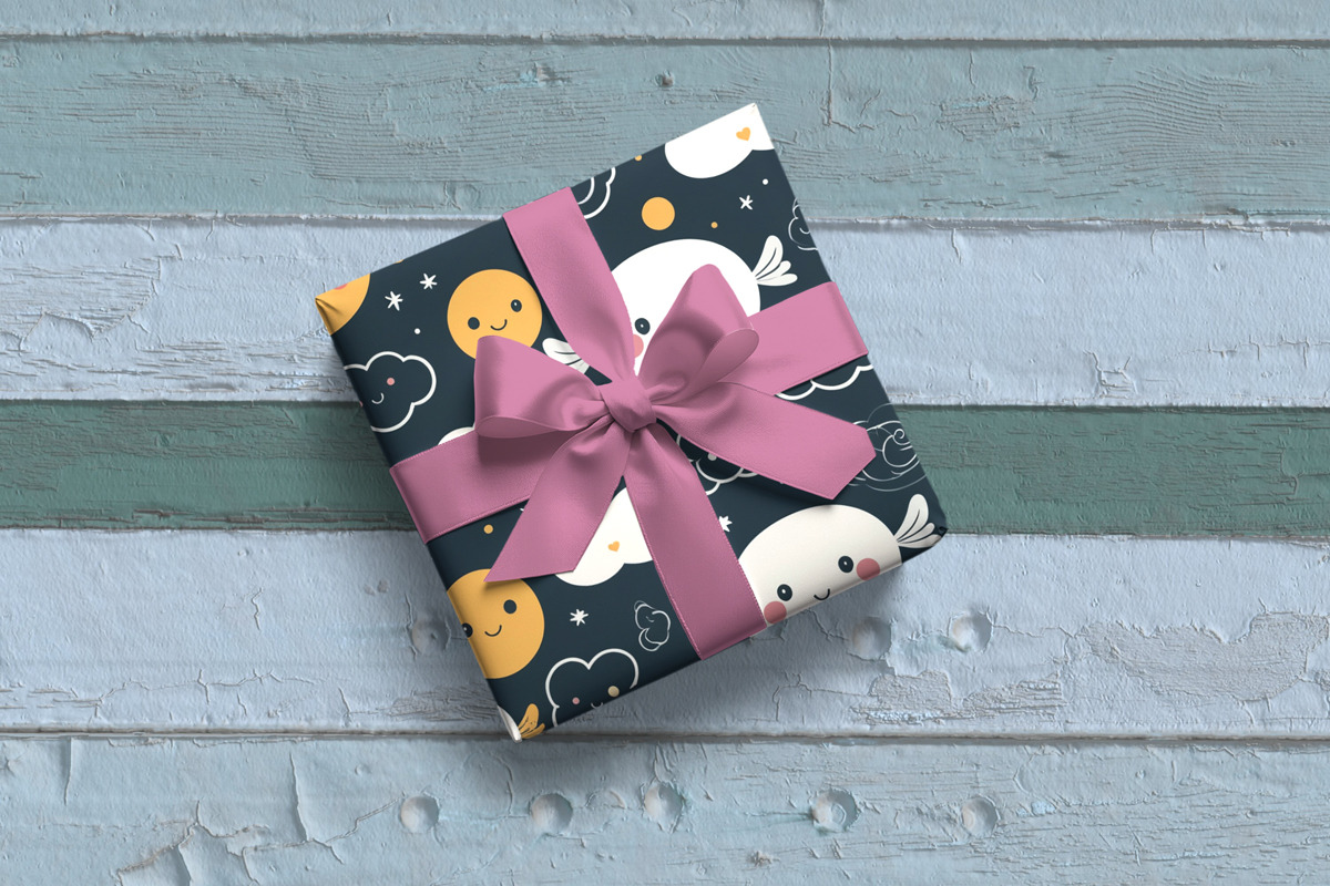 Gift Box and Wrapping Paper Mockup, an Advertising Mockup by Rami's Mockups (Photo 5 of 9)