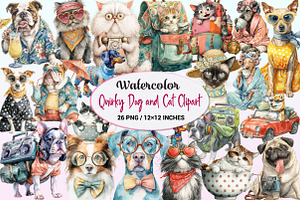 Quirky Dog and Cat Clipart, a Graphic by CitraGraphics