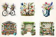 Watercolor Spring Garden Clipart, a Seasonal Illustration by DreamArtGraphic (Thumbnail 4 of 4)