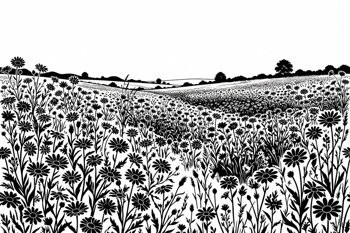 60 Daisy Flower Field Silhouette, a Seasonal Illustration by Amazin_art (Photo 3 of 35)