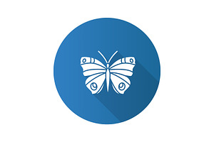 Butterfly Flat Design Long Shadow Glyph Icon