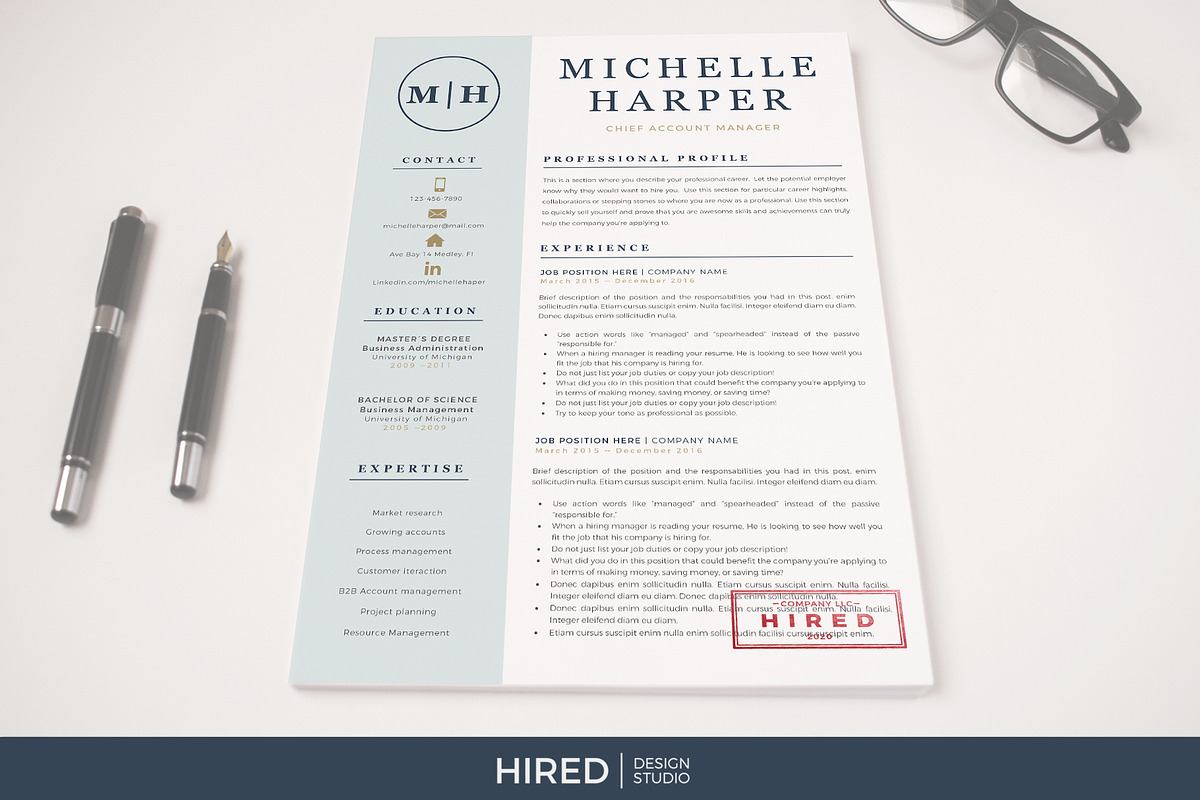 Professional & Modern Resume Design, a Resume Template by HIRED Design Studio (Photo 8 of 12)
