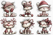 Whimsical Christmas Cat Clipart, an Illustration by Craft Nest (Thumbnail 6 of 6)