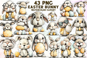 Quirky Easter Bunny Clipart Bundle, an Illustration by Sublimation Artist