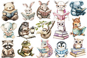 Pastel Animal Reading Clipart PNG, an Illustration by SinaCreation (Thumbnail 2 of 5)