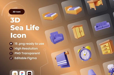 Sea Life 3D Illustration, an Animal 3D Model by Vektora Studio