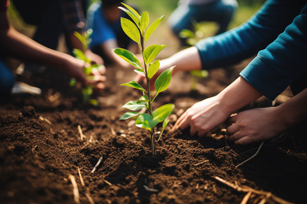 Planting seedlings in the ground. Se, a Photo by Iftikhar Alam