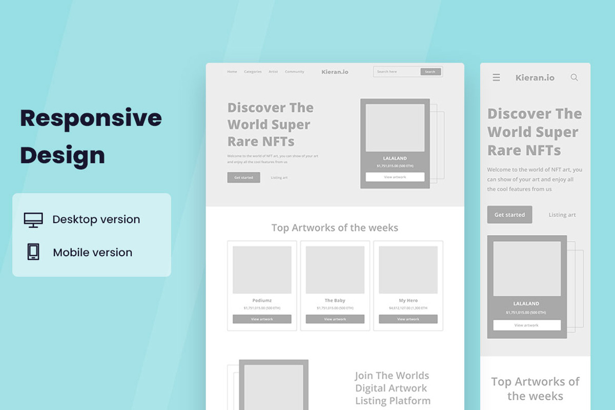 Crypto Art Wireframe Website, a Wireframe Template by INSPR STD (Photo 3 of 6)