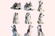 Husky Clipart PNG Bundle, a Graphic by M9 Design (Thumbnail 4 of 11)
