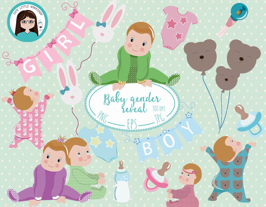 Baby gender reveal, an Illustration by Cute Little Workshop