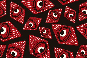 Black Pattern With Magical Red Eyes