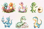 Watercolor Prehistoric Cute Dinosaur, an Illustration by CreationArt (Thumbnail 8 of 9)