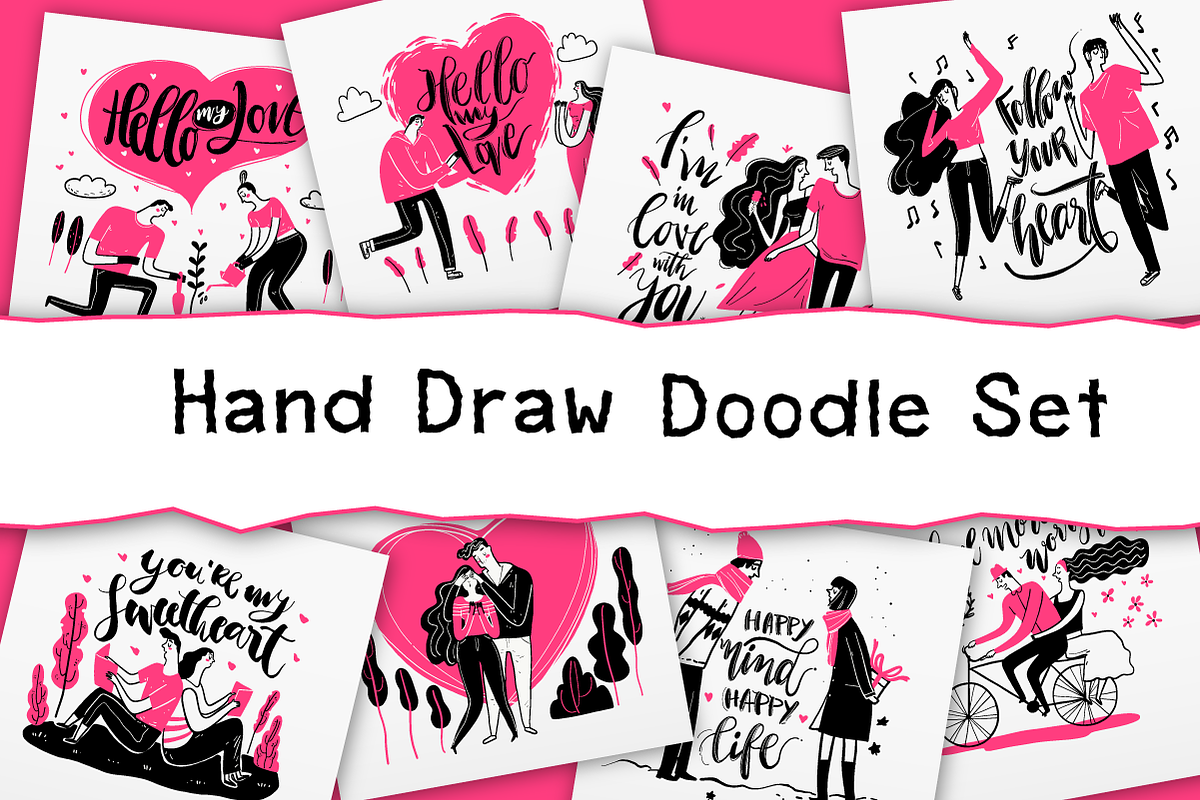 Hand Draw Couples in Love Doodle Set, a Person Illustration by Huza Studio (Photo 1 of 8)
