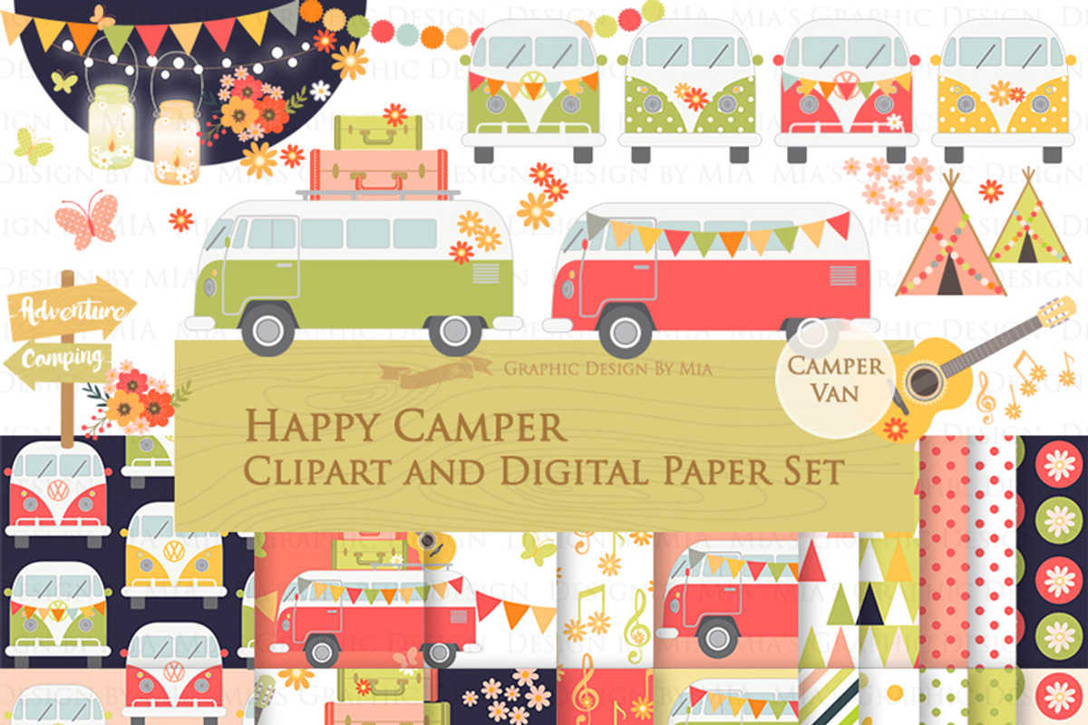 Camping Van, Bug Bus, Red & Green, an Illustration by Mia's Graphic Design (Photo 2 of 11)