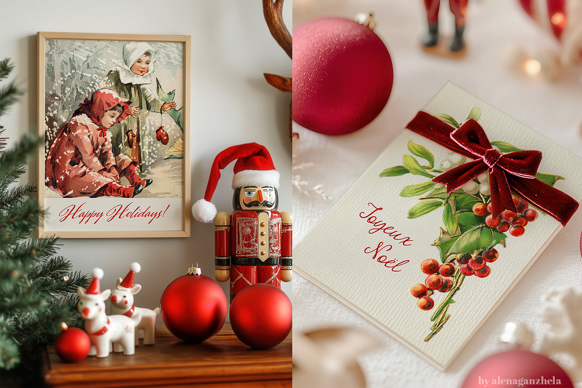 TRADITIONAL CHRISTMAS Art Prints, a Background Graphic by alenaganzhela (Photo 4 of 9)