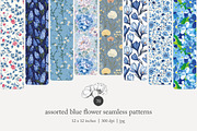 70 blue flower seamless pattern, a Pattern Graphic by Poppy Lane Studio (Thumbnail 1 of 10)