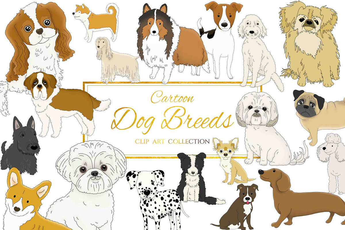 Cartoon Dogs Clip Art Collection, an Illustration by Jen Digital Art (Photo 1 of 3)