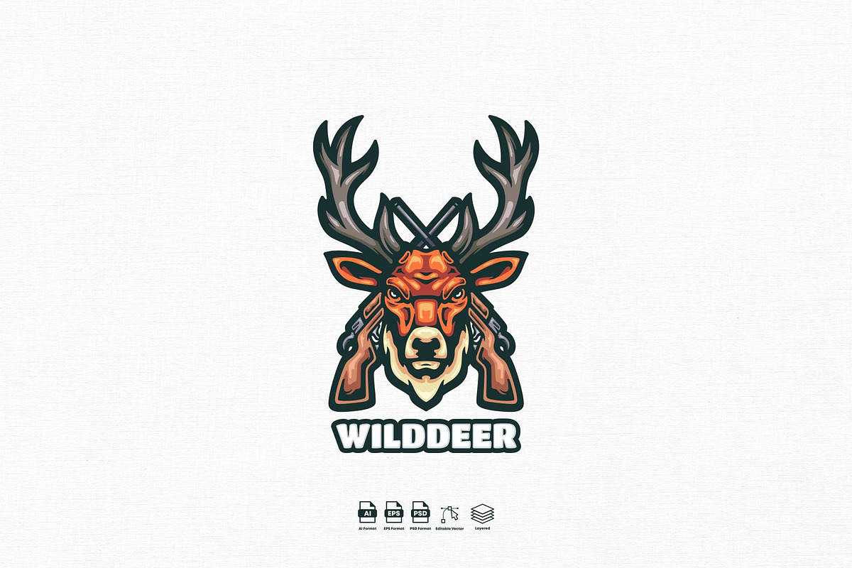 Wild Deer Mascot Logo Design, a Branding & Logo Template by kromastd22