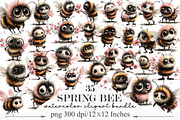 Whimsical Spring Bee Clipart PNG, an Illustration by Designking (Thumbnail 1 of 5)