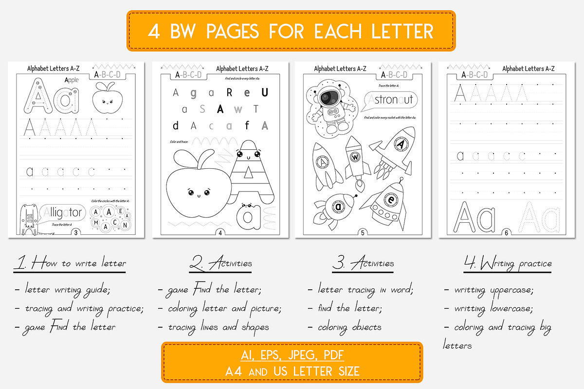 Letter Tracing Activity book ABC, an Education Illustration by Nursery Art (Photo 3 of 10)