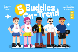 5 Buddies On Trend Avatar Generator, a Person Illustration by graphicook