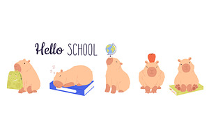 Smart student capybara. Back to, an Animal Illustration by LadadikArt