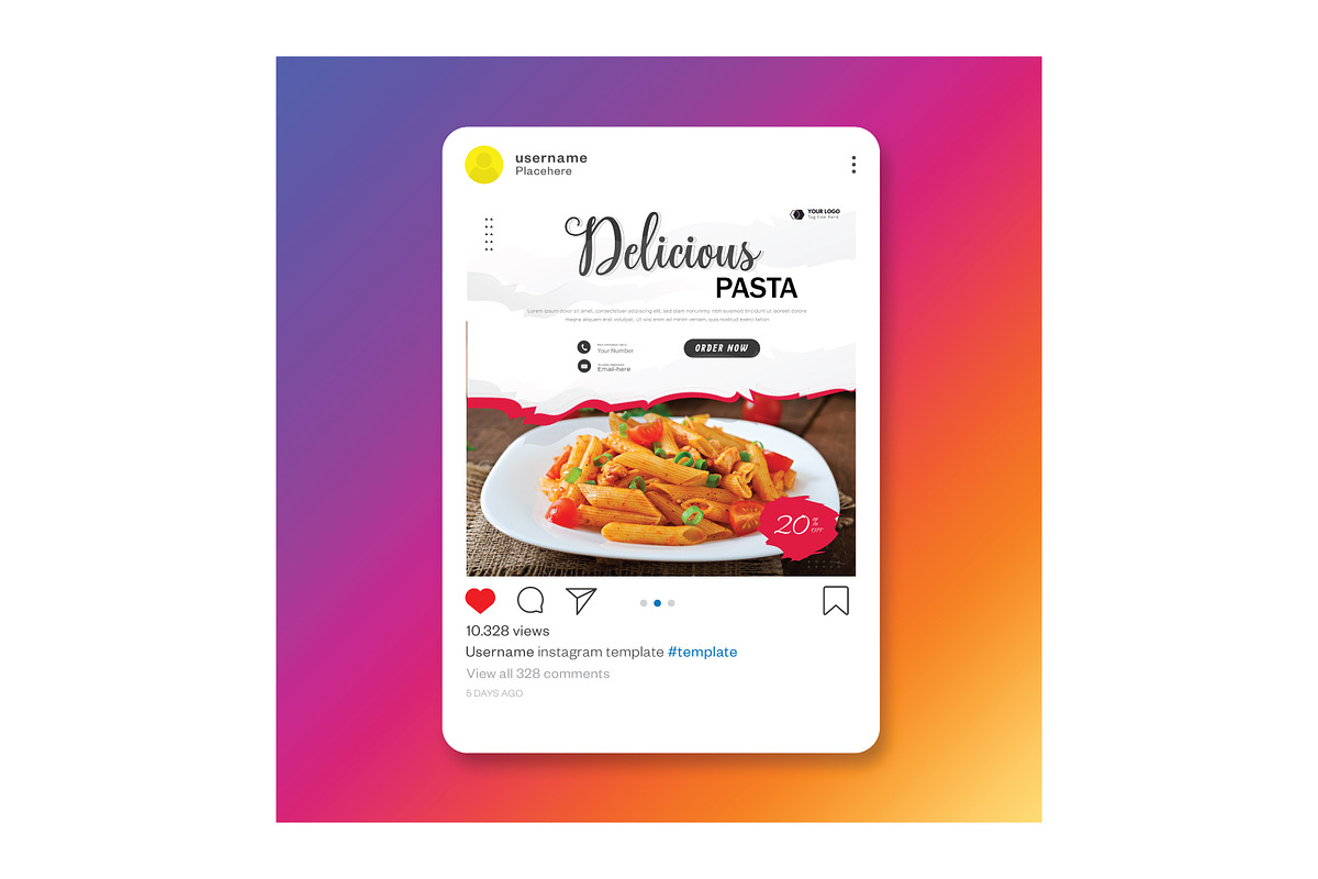 Pasta Flyer Design Template, a Flyer Template by YUDesignStore (Photo 5 of 6)