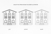 Houses line illustration set, an Object Illustration by NatalieArtShop (Thumbnail 11 of 11)