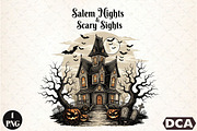 Halloween Horror House Salem Night P, an Illustration by DreamCafeArt (Thumbnail 1 of 7)
