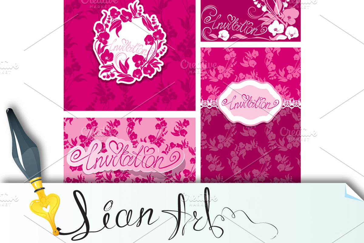 Set of Greeting Cards with Orchid, a Card Template by Lian-art