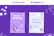 Mermaid Birthday Invitations, a Templates & Theme by TemplateCastleStore (Thumbnail 2 of 9)