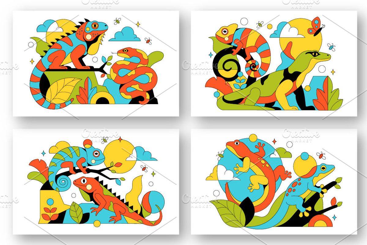 10 Reptile Animals Illustration, an Animal Illustration by denayunebgt (Photo 2 of 4)