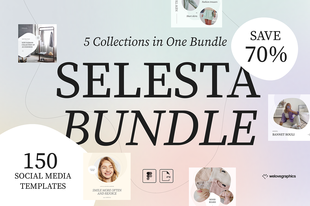 Selesta Social Media Bundle, a Social Media Template by Welovegraphics (Photo 1 of 25)