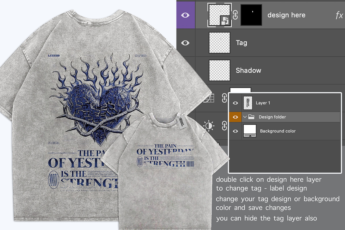 oversize Washed T Shirt PSD Mockup, a Shirt Mockup by NH graphic (Photo 4 of 4)