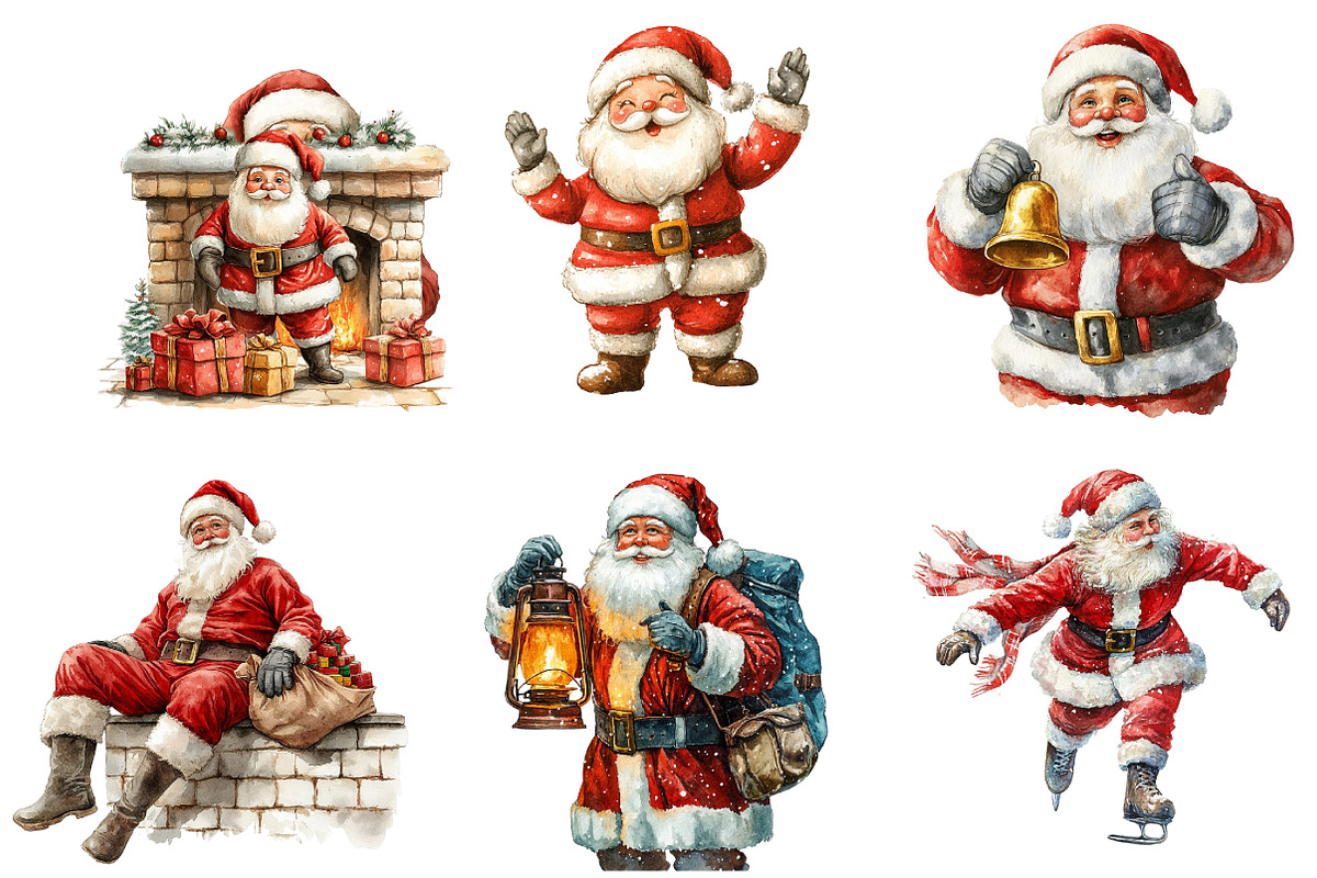 Retro Christmas Santa PNG Clipart, an Illustration by DreamArtGraphic (Photo 4 of 5)