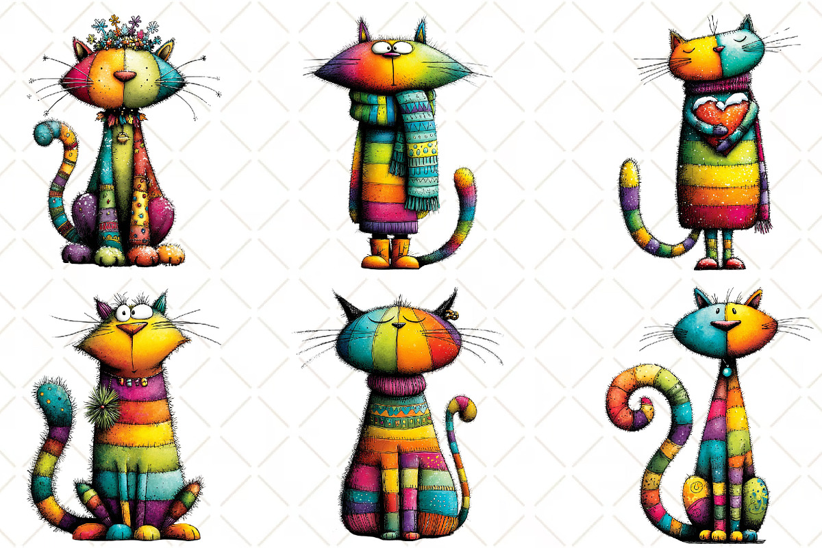 Whimsical Rainbow Christmas Cat, an Illustration by Black Bird Studio (Photo 2 of 6)