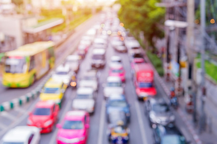 Blur bokeh of traffic jam on road stock photo containing traffic and jam, a Transportation Photo by Casanowe-studio