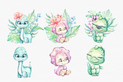 Watercolor Baby Dino Friends, an Animal Illustration by katmonne (Thumbnail 2 of 7)