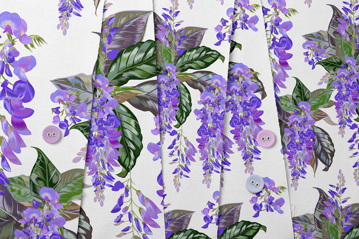 Magic wisteria vector patterns set, a Pattern Graphic by FleurArt (Photo 3 of 10)