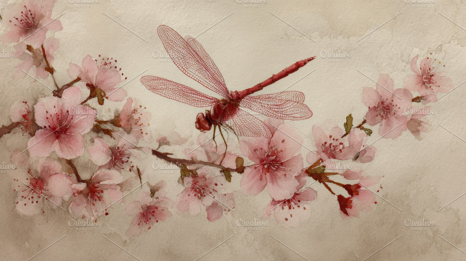 Dragonfly rests on pink flowers, a Photo by Beautiful things