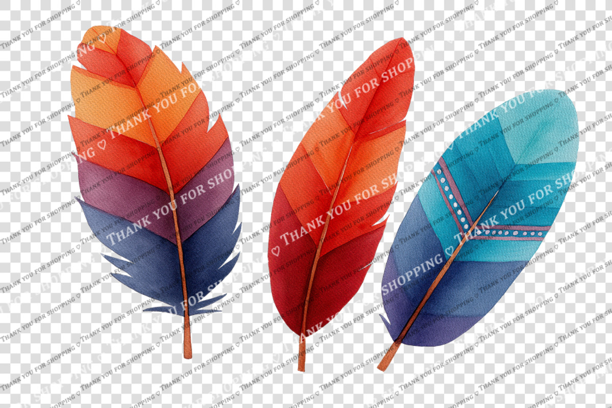 Watercolor Feathers Collection, an Object Illustration by BazziBa♥ (Photo 3 of 5)