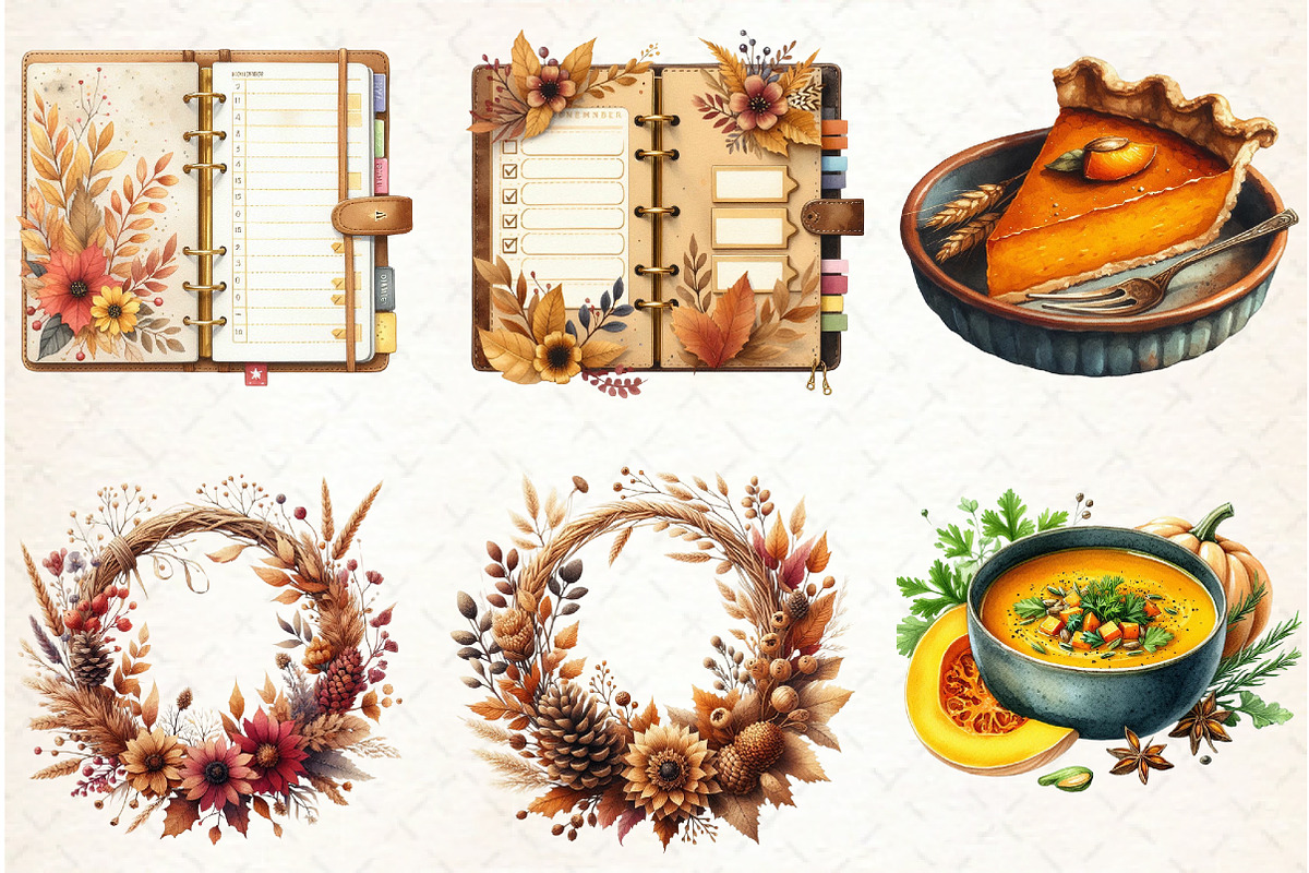 Autumn Clipart Cozy Fall Clipart 01, an Illustration by Libby Wishes (Photo 5 of 7)