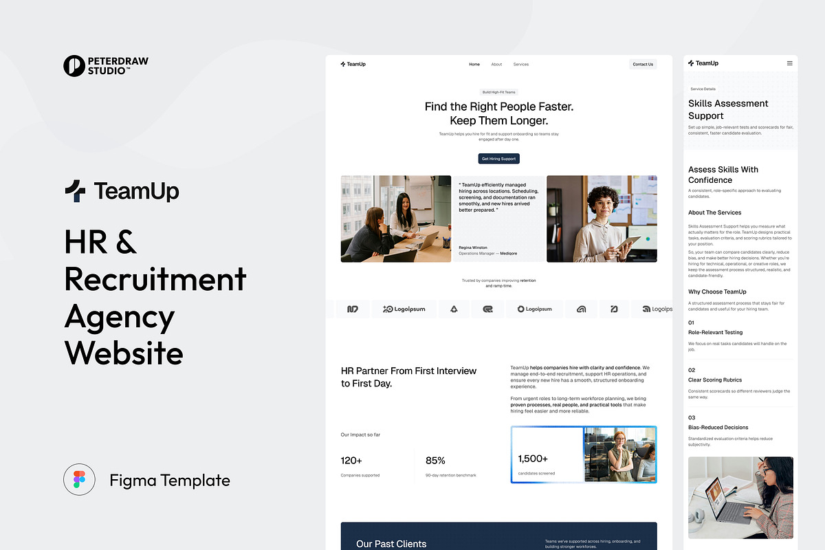 HR & Recruitment Agency Website UI, an UI Kit Template by peterdraw (Photo 1 of 7)
