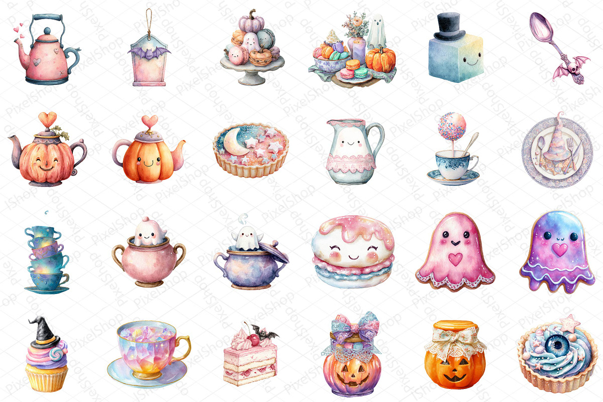 Pastel Halloween Tea Party Clipart, an Illustration by DreamPrint404 (Photo 5 of 5)